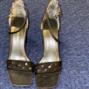 Nine West Black Heels with Ankle Strap and Stud Embellishments